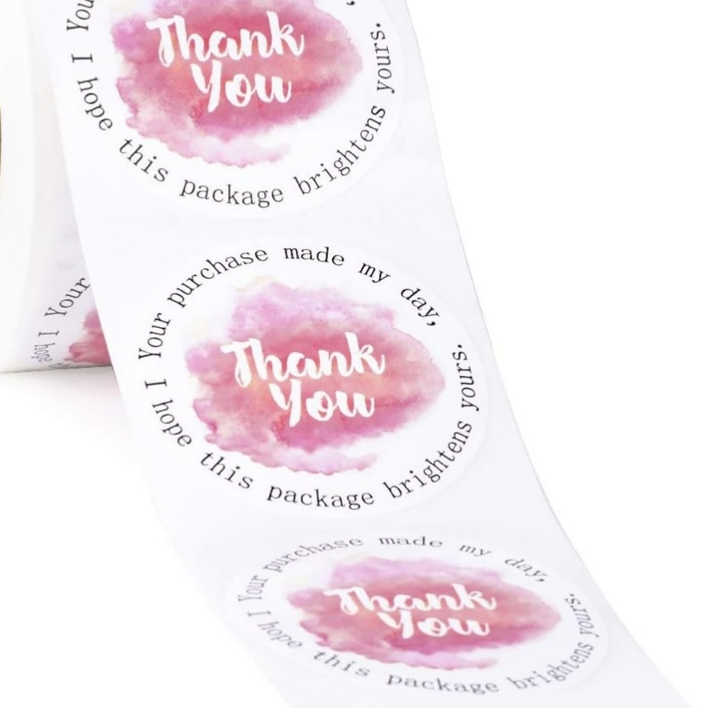 Pink Thank You Sticker Roll - Picture 1 of 3
